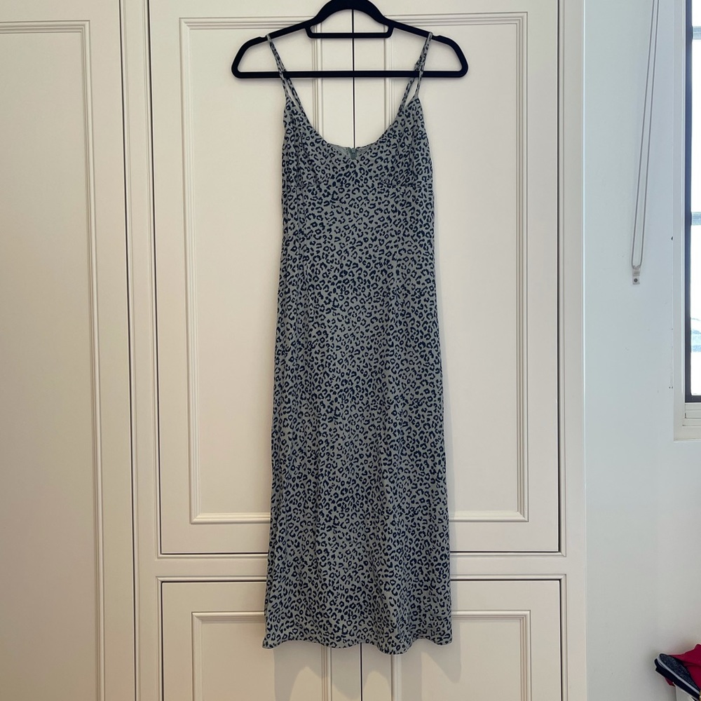 Audrey Leopard Blue Tight Maxi Dress.